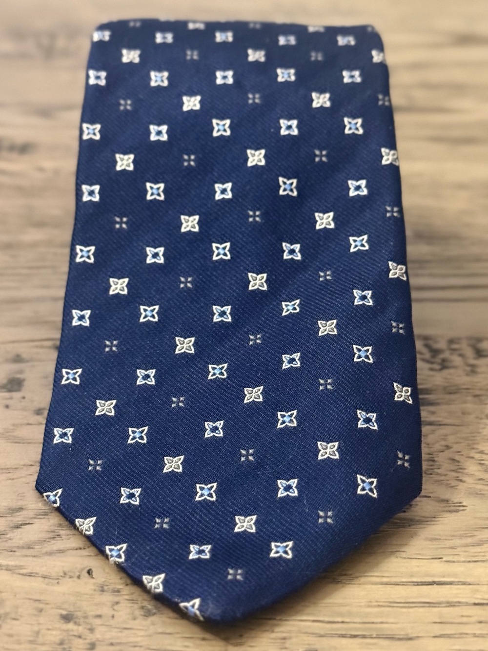 Brooks Brothers Navy Blue Geometric Silk Tie